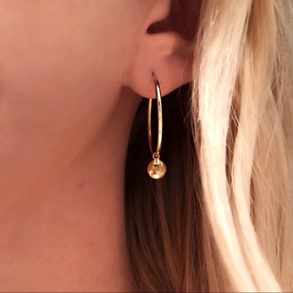 Large Gold Hoops with Charms - 18K Gold Filled LG - Picture 2 of 3